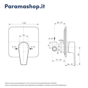 Ideal Standard set miscelatori lavabo, bidet scarico automatico e incasso doccia 1 via cromato mod. Cerafine D