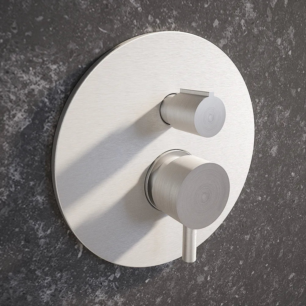 Set miscelatori: lavabo, bidet senza scarico ed incasso doccia con deviatore nickel spazzolato | Katharine