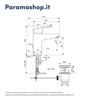 Ideal Standard set miscelatori lavabo, bidet scarico automatico e incasso doccia 1 via cromato mod. Ceraflex