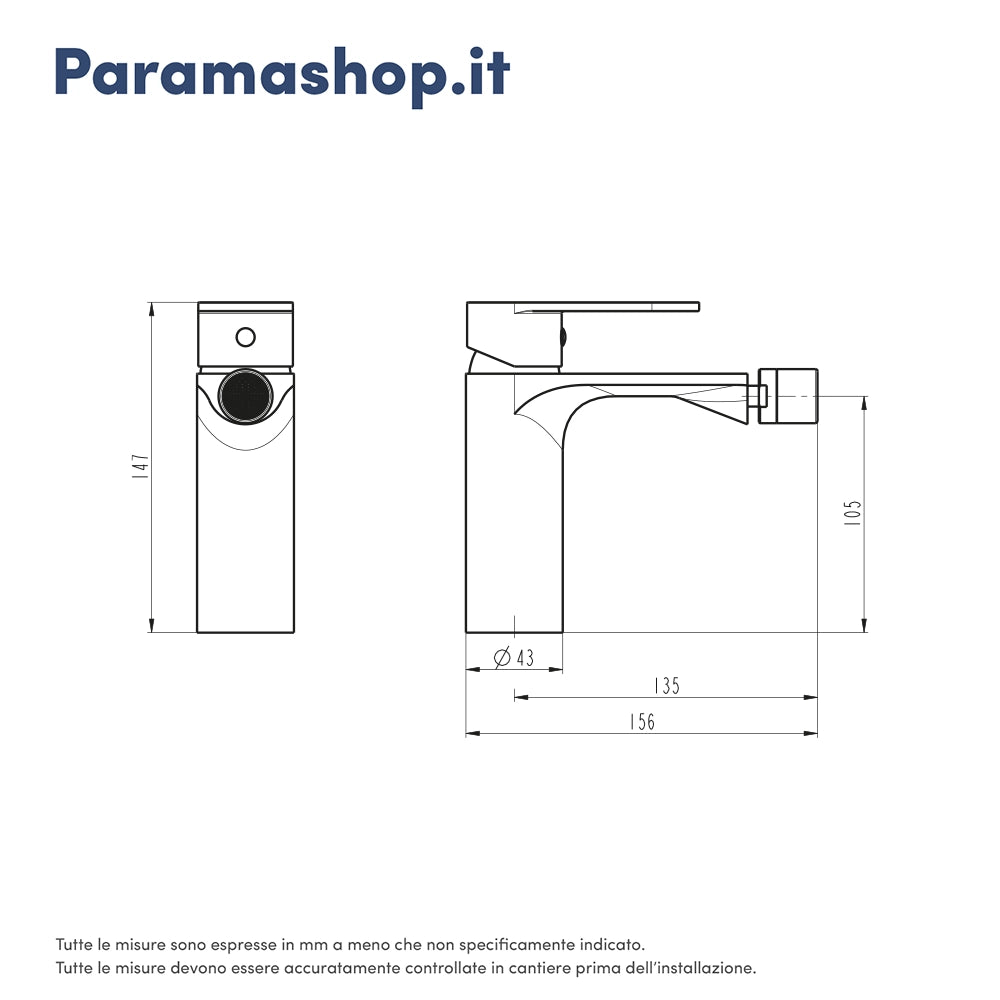Miscelatore bidet senza scarico cromato | Kerry