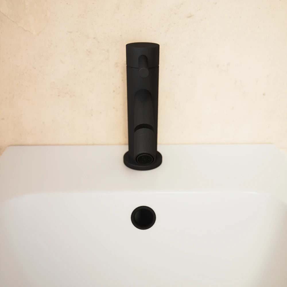 Coppia miscelatori lavabo bidet senza scarico slim nero opaco | Bette