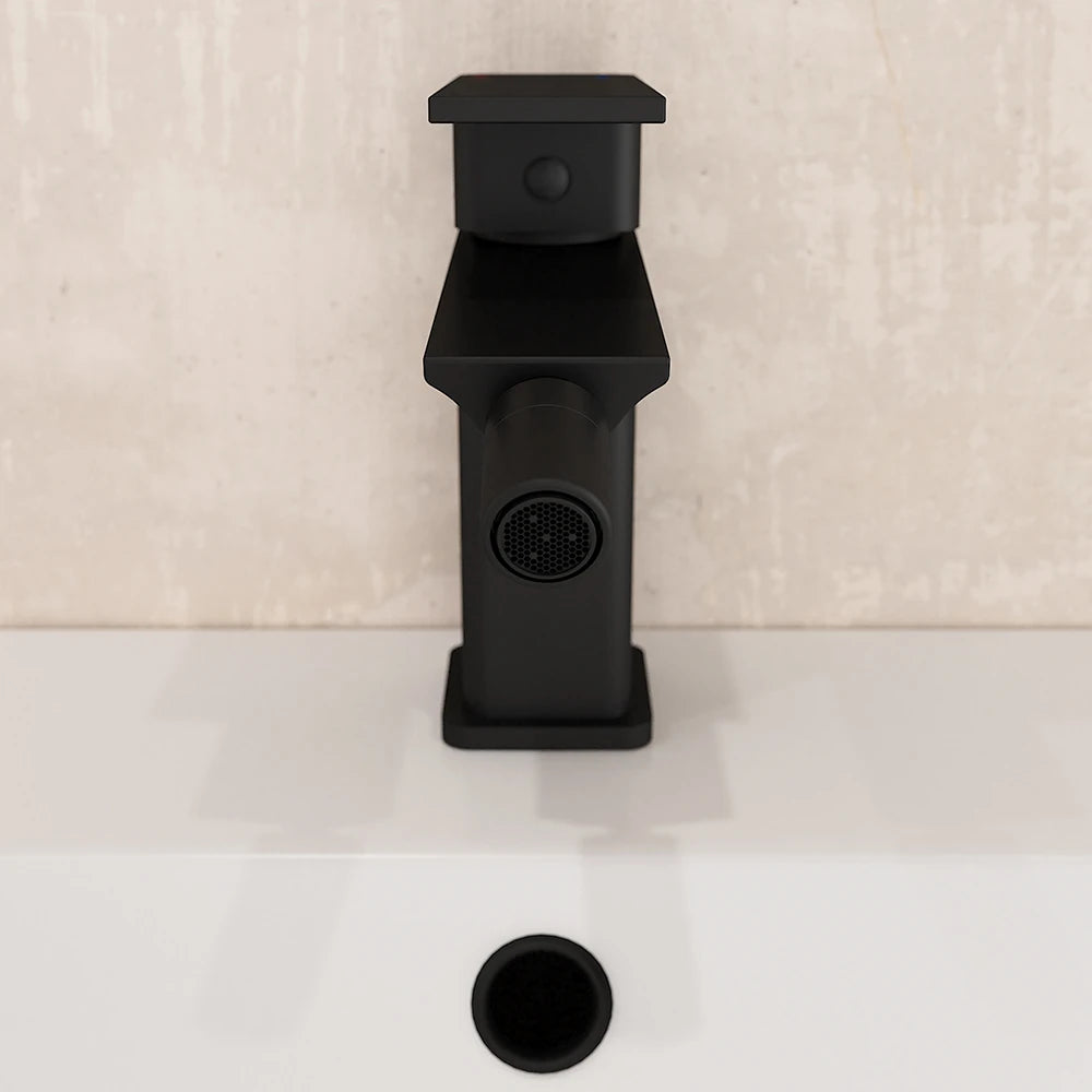 Coppia miscelatori lavabo bidet senza scarico slim nero opaco | Ingrid