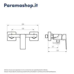 Miscelatore esterno doccia a muro cromato | Ingrid