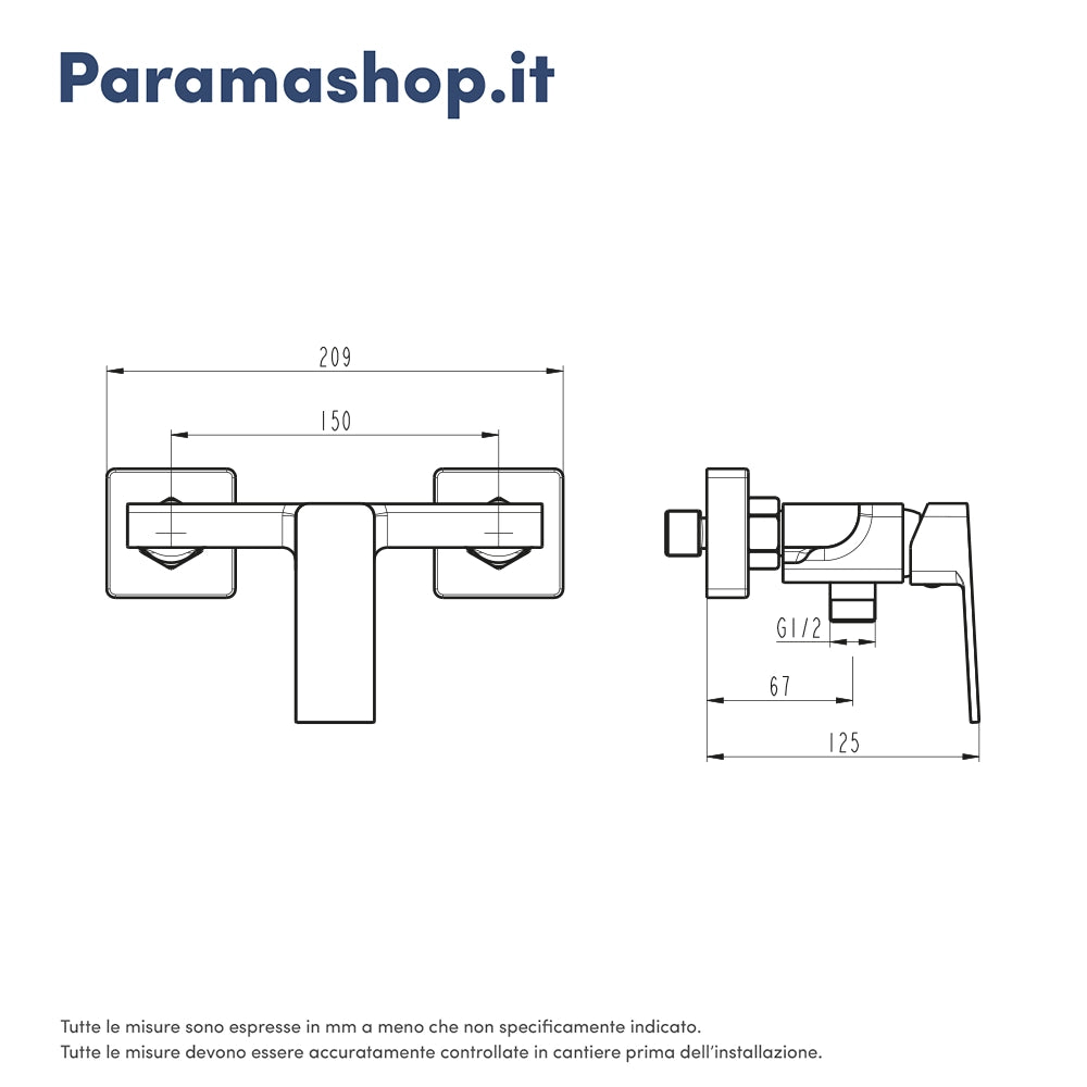 Miscelatore esterno doccia a muro nero opaco | Ingrid