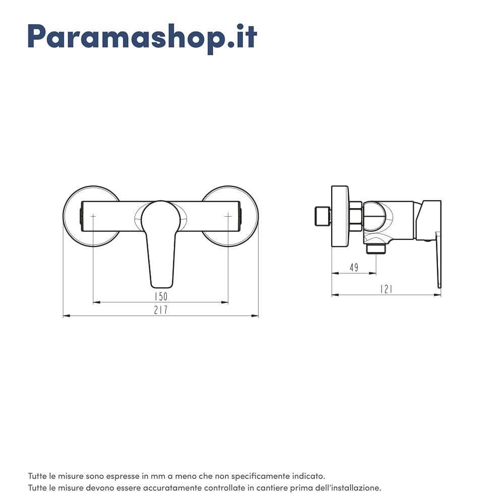 Miscelatore esterno doccia a muro cromato | Jane