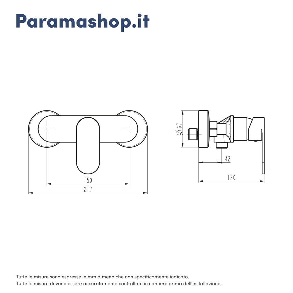Miscelatore esterno doccia a muro nero opaco | Kerry