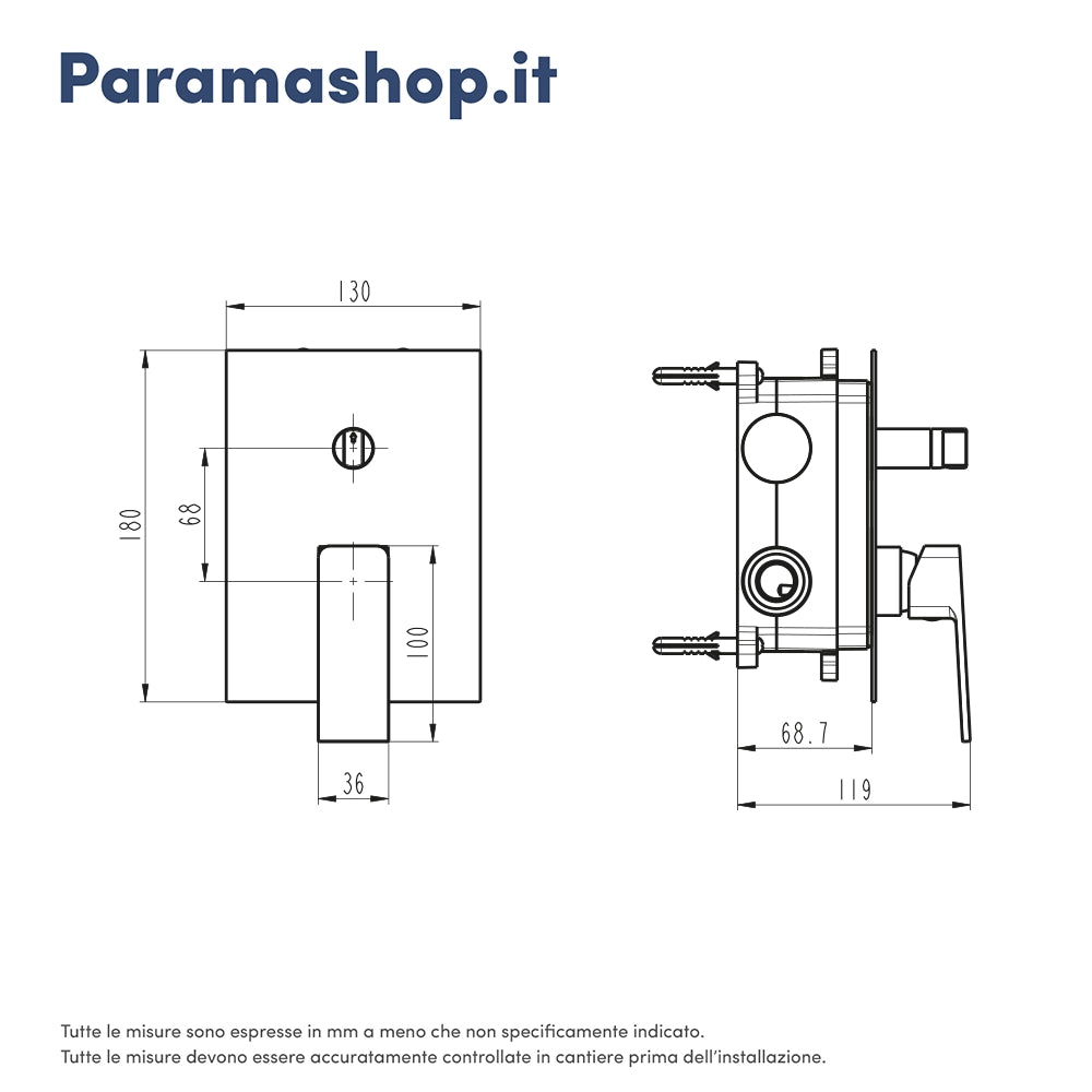Miscelatore incasso doccia con deviatore nickel spazzolato | Ingrid