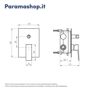 Miscelatore incasso doccia con deviatore nickel spazzolato | Ingrid