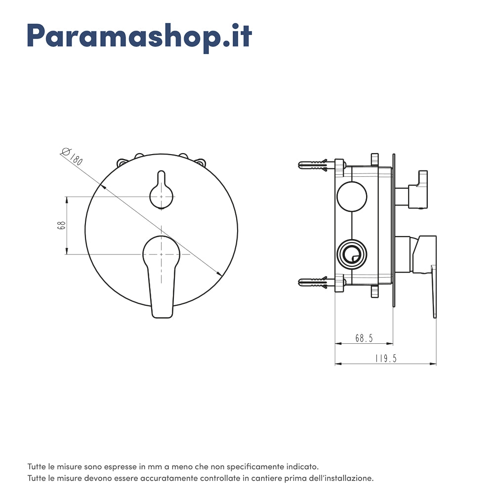 Miscelatore incasso doccia con deviatore nero opaco  | Jane
