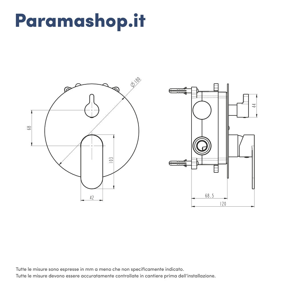 Miscelatore incasso doccia con deviatore nero opaco | Kerry