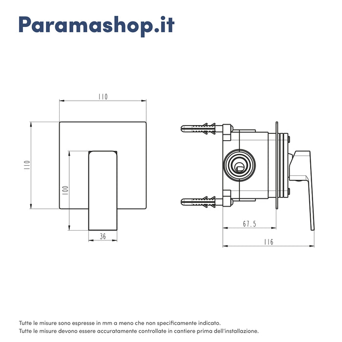 Miscelatore incasso doccia monocomando nickel spazzolato | Ingrid