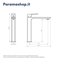 Miscelatore lavabo alto senza scarico slim cromato | Ingrid