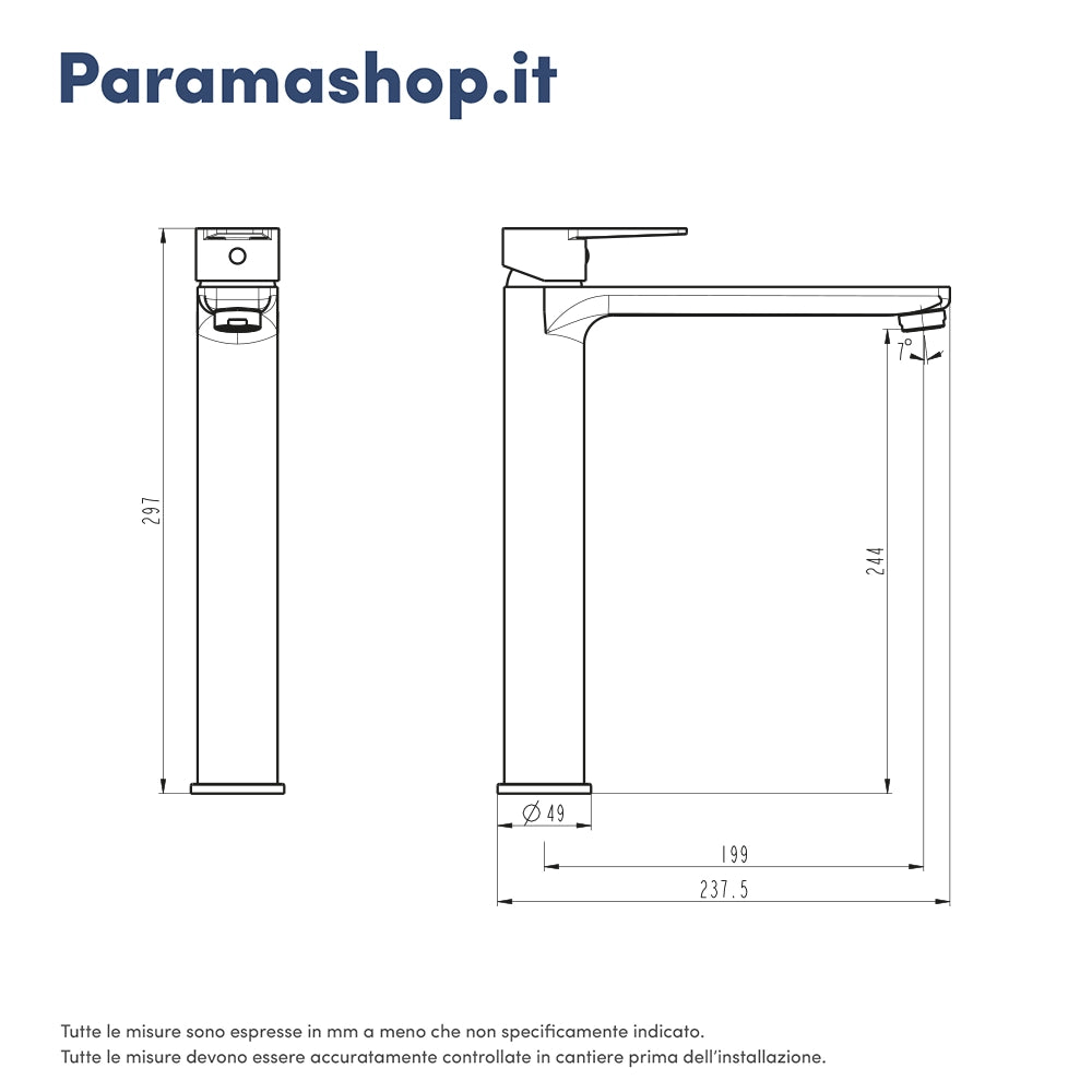 Coppia miscelatori lavabo alto bidet senza scarico nero opaco | Jane