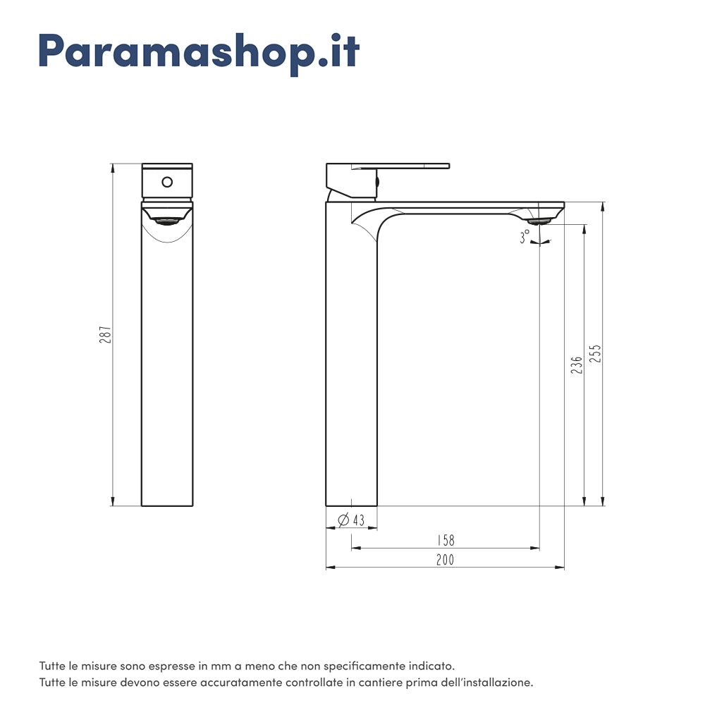 Coppia miscelatori lavabo alto bidet senza scarico cromato | Kerry