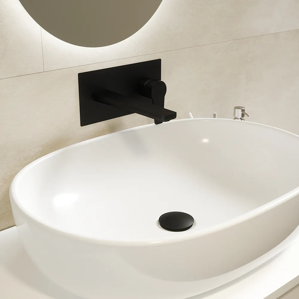 Set miscelatori: lavabo ad incasso bidet senza scarico ed esterno vasca c/rubinetto nero opaco | Jane