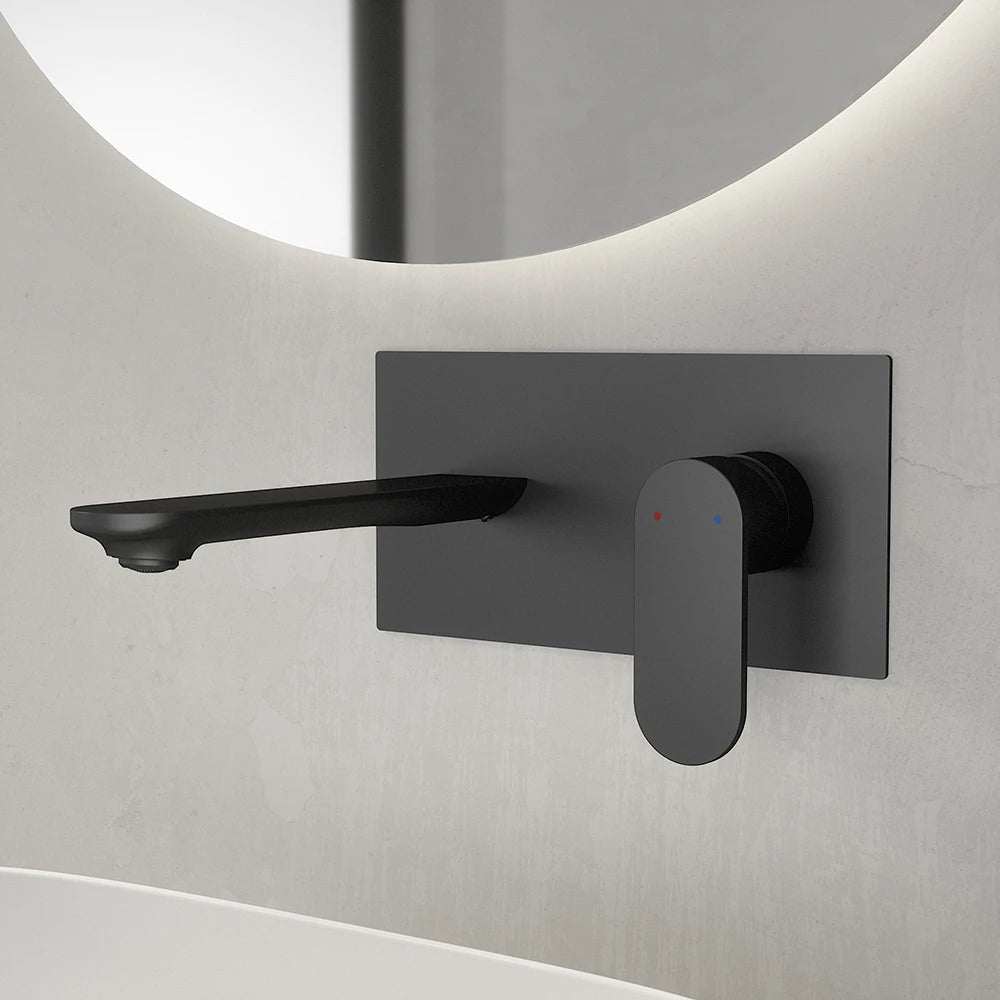 Set miscelatori: lavabo ad incasso bidet senza scarico e incasso doccia monocomando nero opaco | Kerry