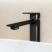 Coppia miscelatori lavabo alto slim bidet senza scarico nero opaco | Ingrid