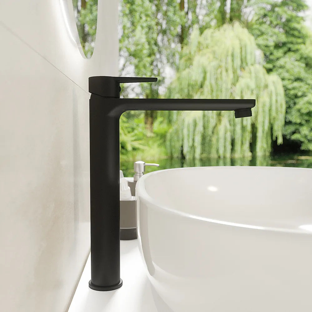 Set miscelatori: lavabo alto bidet senza scarico e incasso doccia c/deviatore nero opaco | Jane