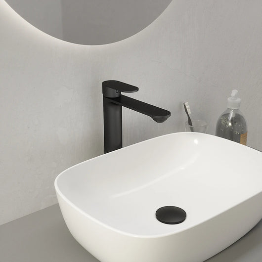 Coppia miscelatori lavabo alto bidet senza scarico nero opaco | Kerry
