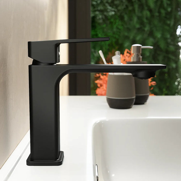 Coppia miscelatori lavabo bidet senza scarico slim nero opaco | Ingrid