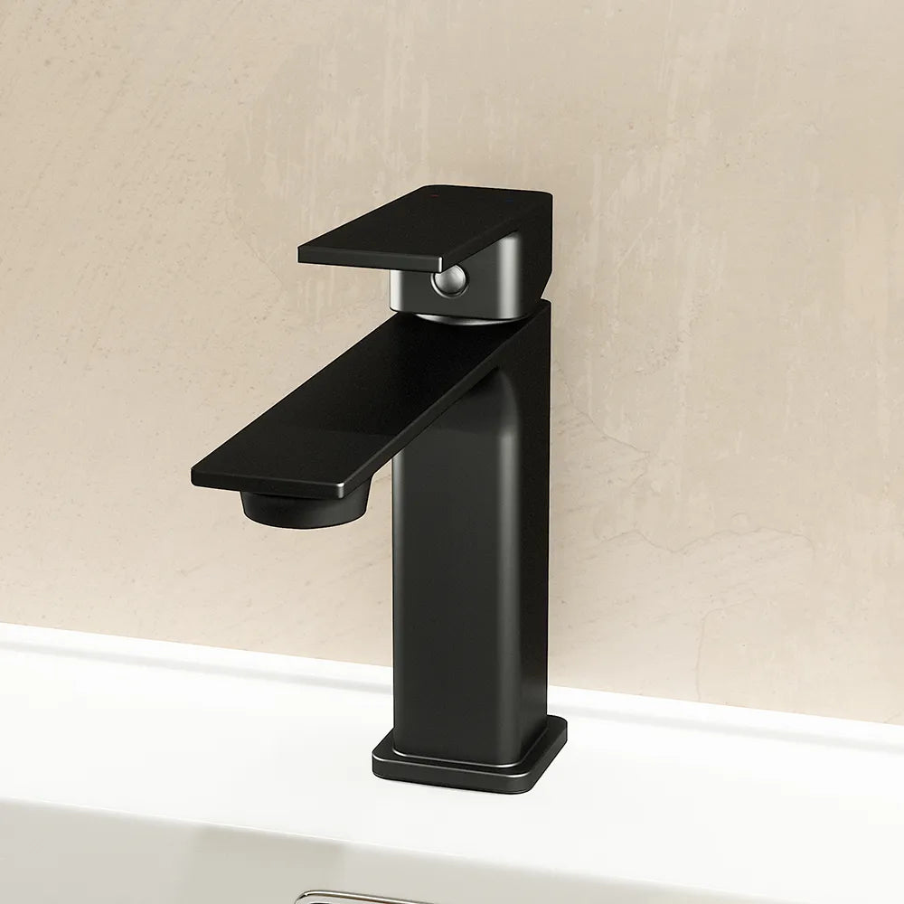 Coppia miscelatori lavabo bidet senza scarico slim nero opaco | Ingrid