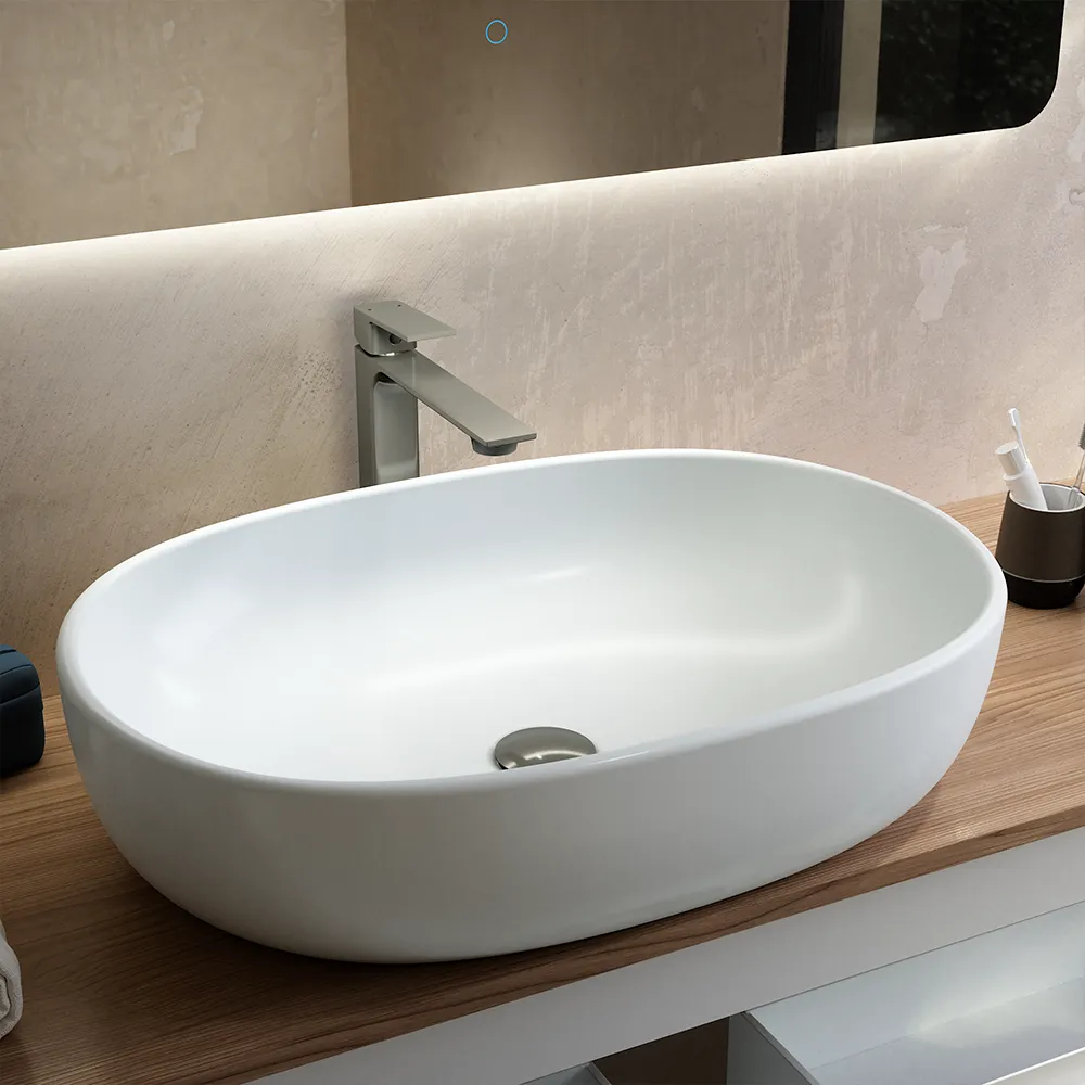 Set miscelatori: lavabo alto bidet senza scarico e incasso doccia monocomando nickel spazzolato | Ingrid