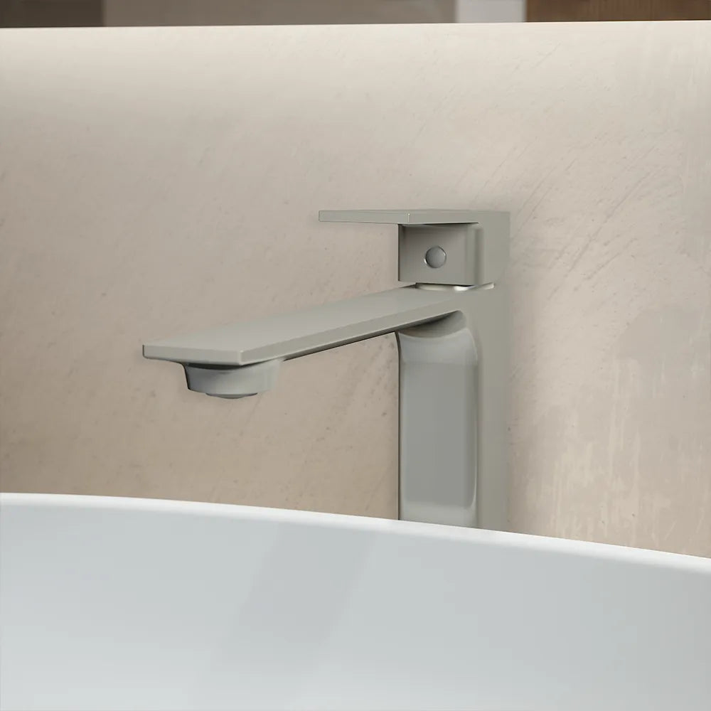 Set miscelatori: lavabo alto bidet senza scarico ed esterno doccia nickel spazzolato | Ingrid