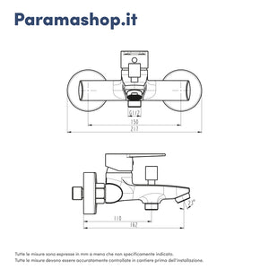 Miscelatore esterno vasca a muro con rubinetto nero opaco | Jane