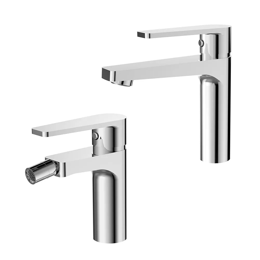 Rubinetti bagno in set per lavabo e bidet cromati Recta