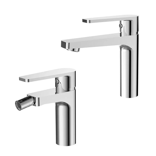 Rubinetti bagno in set per lavabo e bidet cromati Recta