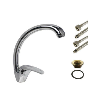 Trade Shop - Rubinetto A Canna Alta Orientabile Lavello Cucina Monocomando Monoforo 52332a -