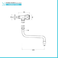 Rubinetto a muro con canna lunga orientabile in ottone cromo