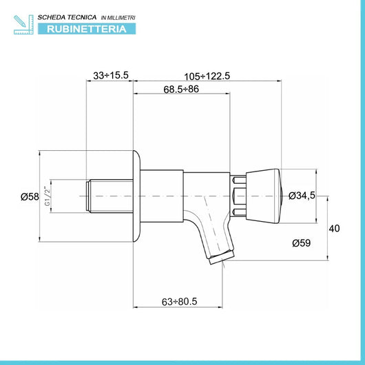 Rubinetto a muro temporizzato prolungato a pulsante MCM ottone cromo