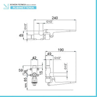 Rubinetto a pedale temporizzato a parete o pavimento MCM in ottone cromo