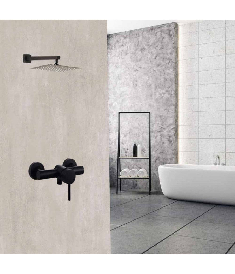 Rubinetto Bagno Moderno Nero Opaco Miscelatore Orientabile Cabina Doccia 87394         