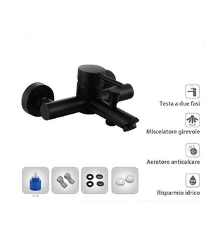 Rubinetto Bagno Ultra Moderno Nero Opaco Miscelatore Orientabile Per Vasca 87395         