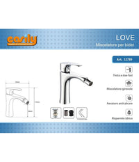 Rubinetto Bidet Miscelatore Monocomando Design Moderno Cromato Classic Love52789         
