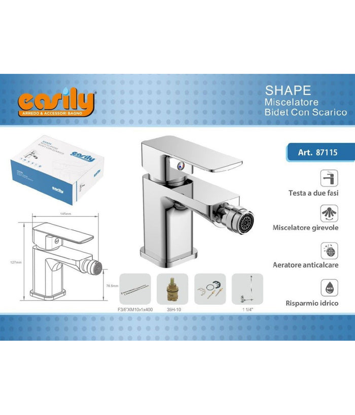Rubinetto Bidet Miscelatore Monocomando Design Moderno Cromato Classic Shape87115         