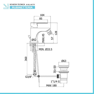 Rubinetto bidet Paffoni Blu in ottone cromo scarico incluso