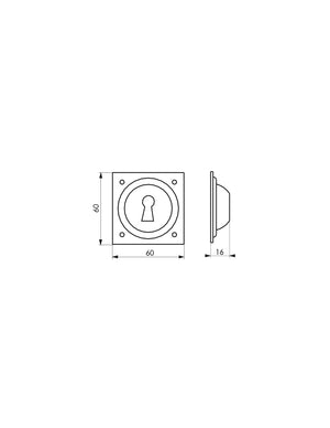 Borchia a cupola con foro per chiave, 60x60mm, concavo, ottone cromato - THIRARD