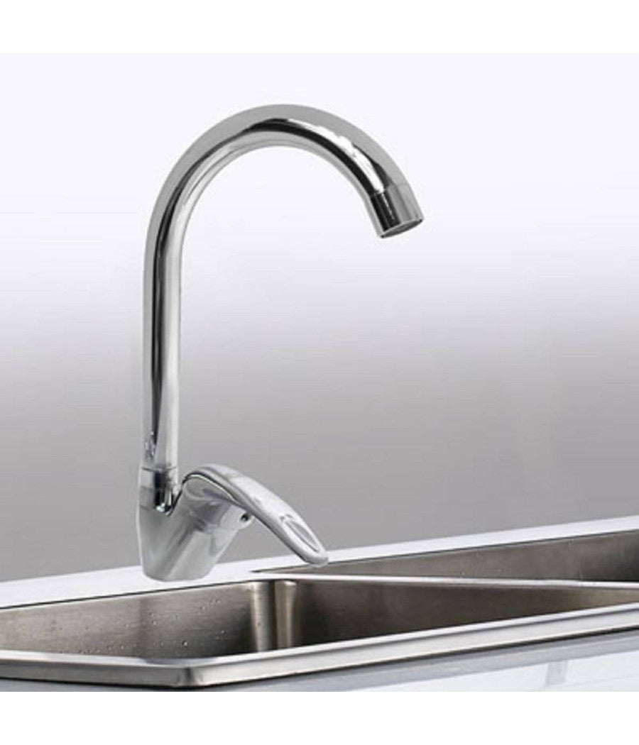 Rubinetto Cucina Canna Alta Curva Monocomando Lavello Miscelatore Cromato 52934         