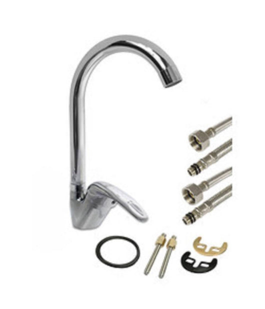 Rubinetto Cucina Canna Alta Curva Monocomando Lavello Miscelatore Cromato 52934         