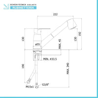 Rubinetto cucina e lavanderia Paffoni Lime con doccetta estraibile in ottone cromo