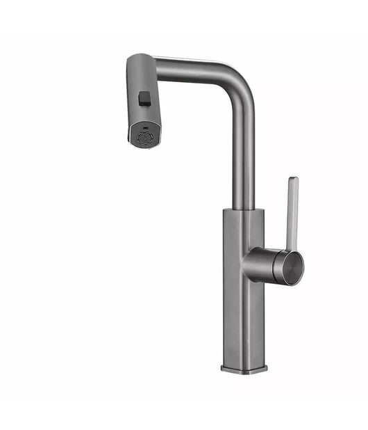 Rubinetto Cucina Estraibile Con Erogatore Girevole 2 Getti Acciaio Satinato 87257         