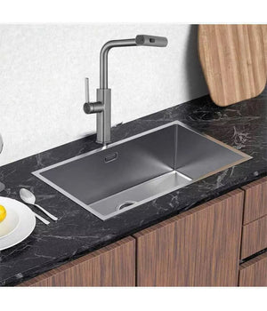 Rubinetto Cucina Estraibile Con Erogatore Girevole 2 Getti Acciaio Satinato 87257         