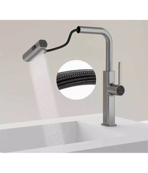 Rubinetto Cucina Estraibile Con Erogatore Girevole 2 Getti Acciaio Satinato 87257         