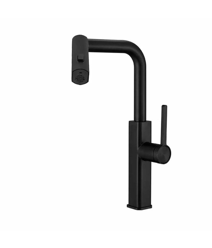 Rubinetto Cucina Estraibile Con Erogatore Girevole 2 Getti Miscelatore Nero 87256         