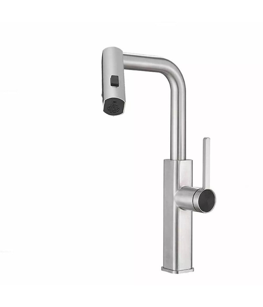 Rubinetto Cucina Estraibile Erogatore Girevole 2 Getti Cromato Miscelatore 87255         