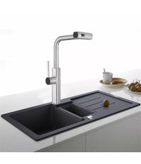 Rubinetto Cucina Estraibile Erogatore Girevole 2 Getti Cromato Miscelatore 87255         