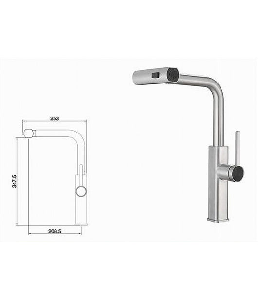 Rubinetto Cucina Estraibile Erogatore Girevole 2 Getti Cromato Miscelatore 87255         